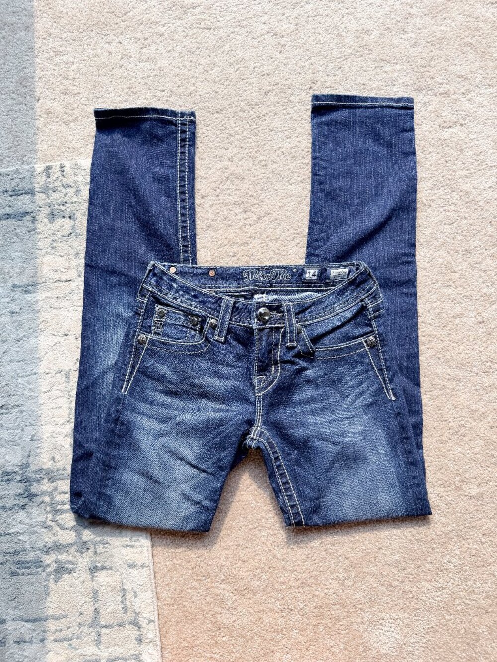 Miss Me Dark Wash Low-rise Skinny Denim Jeans - Girls 14